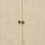 4-Door Rattan Storage Cabinet with Drawer and Adjustable Shelves