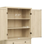 4-Door Rattan Storage Cabinet with Drawer and Adjustable Shelves