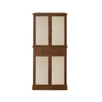 4-Door Rattan Storage Cabinet with Drawer and Adjustable Shelves