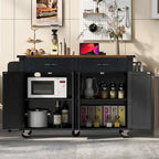 53.5-Inch Farmhouse Kitchen Island with Power Outlet and Drop Leaf
