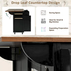 53.5-Inch Farmhouse Kitchen Island with Power Outlet and Drop Leaf