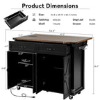 53.5-Inch Farmhouse Kitchen Island with Power Outlet and Drop Leaf