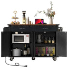 53.5-Inch Farmhouse Kitchen Island with Power Outlet and Drop Leaf