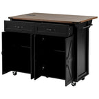 53.5-Inch Farmhouse Kitchen Island with Power Outlet and Drop Leaf