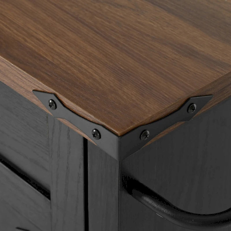 53.5-Inch Farmhouse Kitchen Island with Power Outlet and Drop Leaf