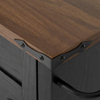 53.5-Inch Farmhouse Kitchen Island with Power Outlet and Drop Leaf