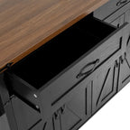 53.5-Inch Farmhouse Kitchen Island with Power Outlet and Drop Leaf