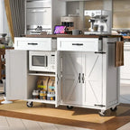 53.5-Inch Farmhouse Kitchen Island with Power Outlet and Drop Leaf