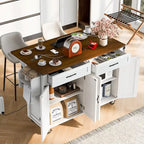 53.5-Inch Farmhouse Kitchen Island with Power Outlet and Drop Leaf
