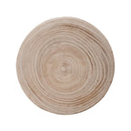 Round Carved Paulownia Wood Stool 14-Inch Boho Style 300 Lb
