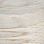 Round Carved Paulownia Wood Stool 14-Inch Boho Style 300 Lb