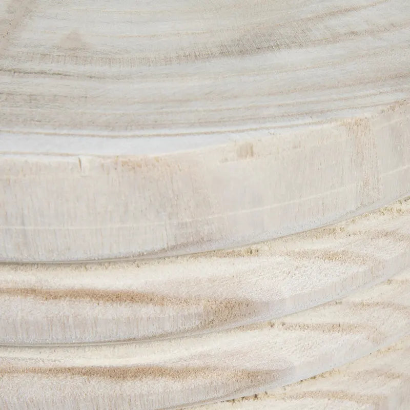 Round Carved Paulownia Wood Stool 14-Inch Boho Style 300 Lb