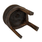 Round Carved Paulownia Wood Stool 14-Inch Boho Style 300 Lb