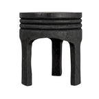 Round Carved Paulownia Wood Stool 14-Inch Boho Style 300 Lb