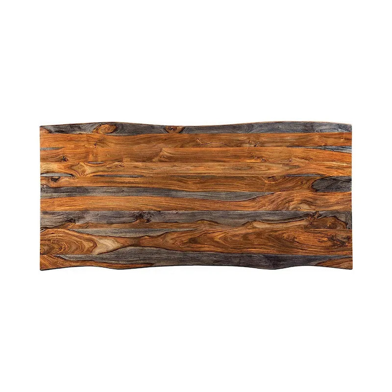 80 Inch Live Edge Sheesham Wood Rectangular Dining Table Iron Base
