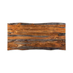 80 Inch Live Edge Sheesham Wood Rectangular Dining Table Iron Base