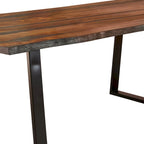 80 Inch Live Edge Sheesham Wood Rectangular Dining Table Iron Base