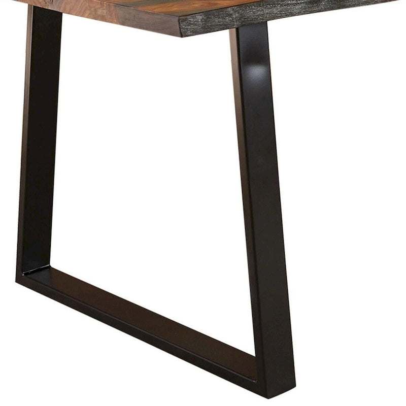 80 Inch Live Edge Sheesham Wood Rectangular Dining Table Iron Base