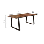 80 Inch Live Edge Sheesham Wood Rectangular Dining Table Iron Base