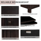 43-Inch Rustic Pine Storage Bench with Shutter Doors and Cushion