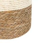 Round Natural Cattail Hand-Woven Ottoman Foot Stool with Wood Frame