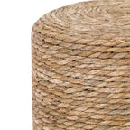 Round Natural Cattail Hand-Woven Ottoman Foot Stool with Wood Frame