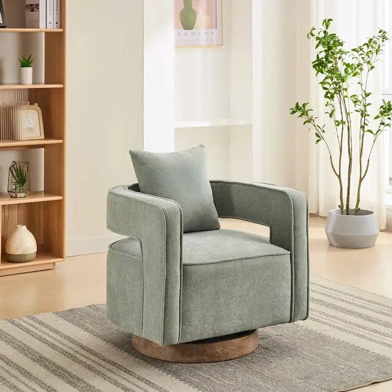 29.1W Swivel Accent Open Back Chair With Weathered Base
