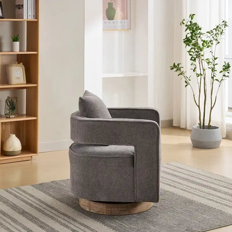 29.1W Swivel Accent Open Back Chair With Weathered Base