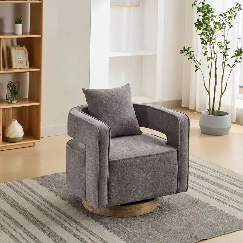 29.1W Swivel Accent Open Back Chair With Weathered Base