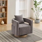 360-Degree Swivel Accent Chair with Rubberwood Weathered Base