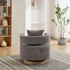 360-Degree Swivel Accent Chair with Rubberwood Weathered Base