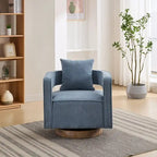 360-Degree Swivel Accent Chair with Rubberwood Weathered Base