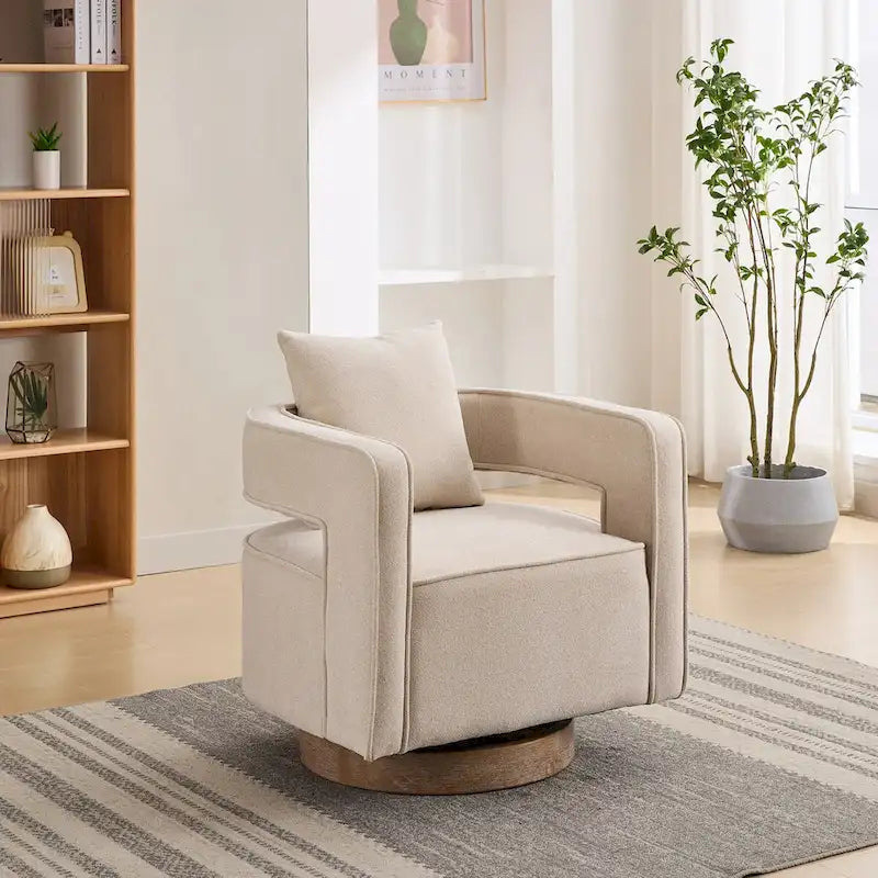 29.1W Swivel Accent Open Back Chair With Weathered Base