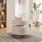 360-Degree Swivel Accent Chair with Rubberwood Weathered Base