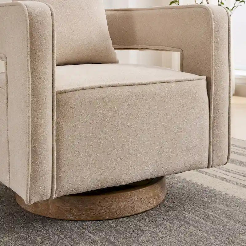 29.1W Swivel Accent Open Back Chair With Weathered Base