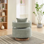 360-Degree Swivel Accent Chair with Rubberwood Weathered Base