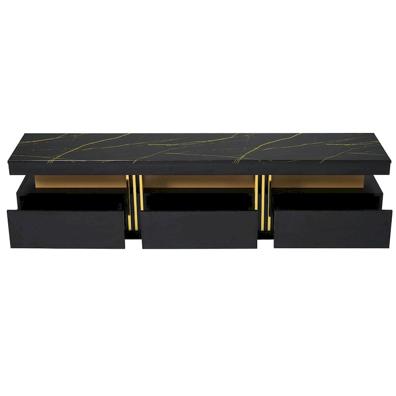 68-Inch Faux Marble Top TV Stand with Three Drawers