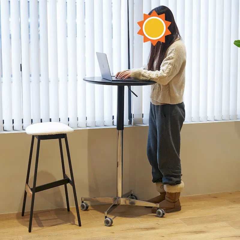 24-Inch Adjustable Height Swivel Bar Table with Aluminum Base