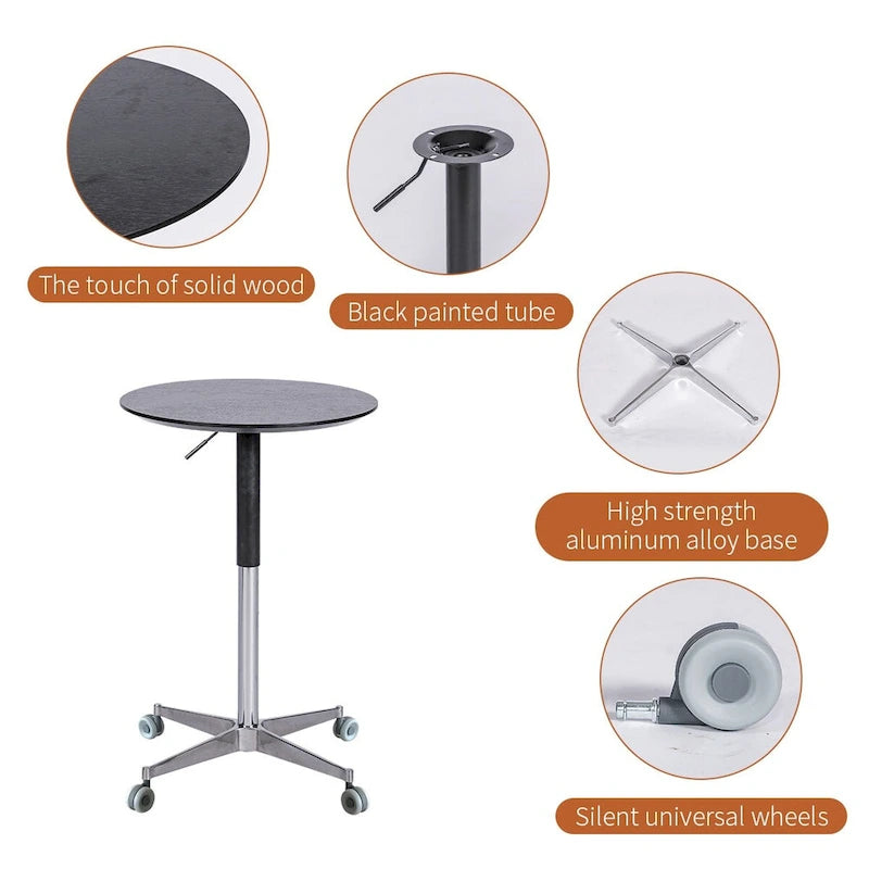 24-Inch Adjustable Height Swivel Bar Table with Aluminum Base
