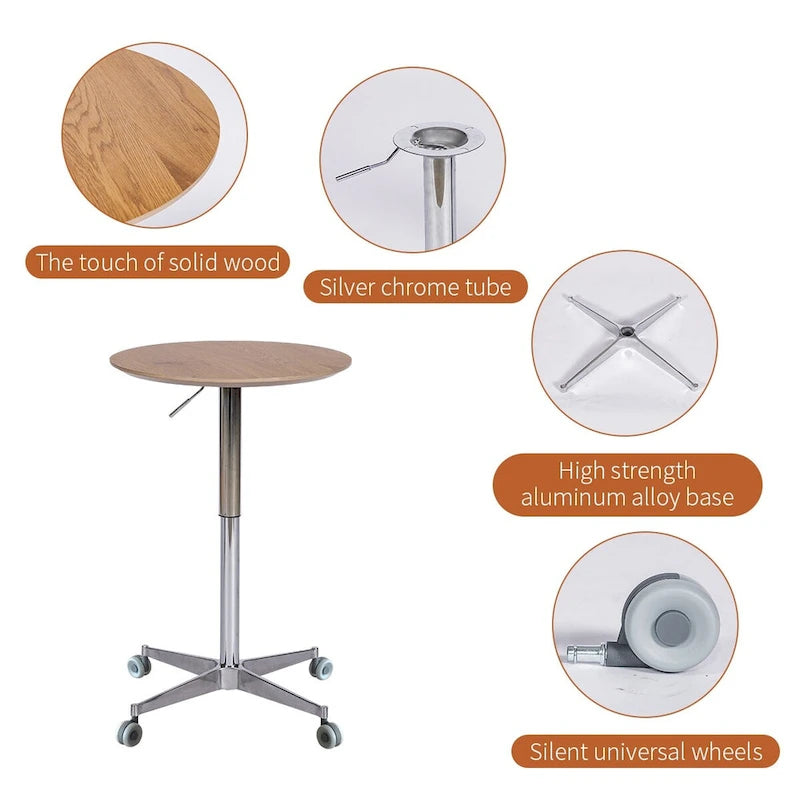24-Inch Adjustable Height Swivel Bar Table with Aluminum Base