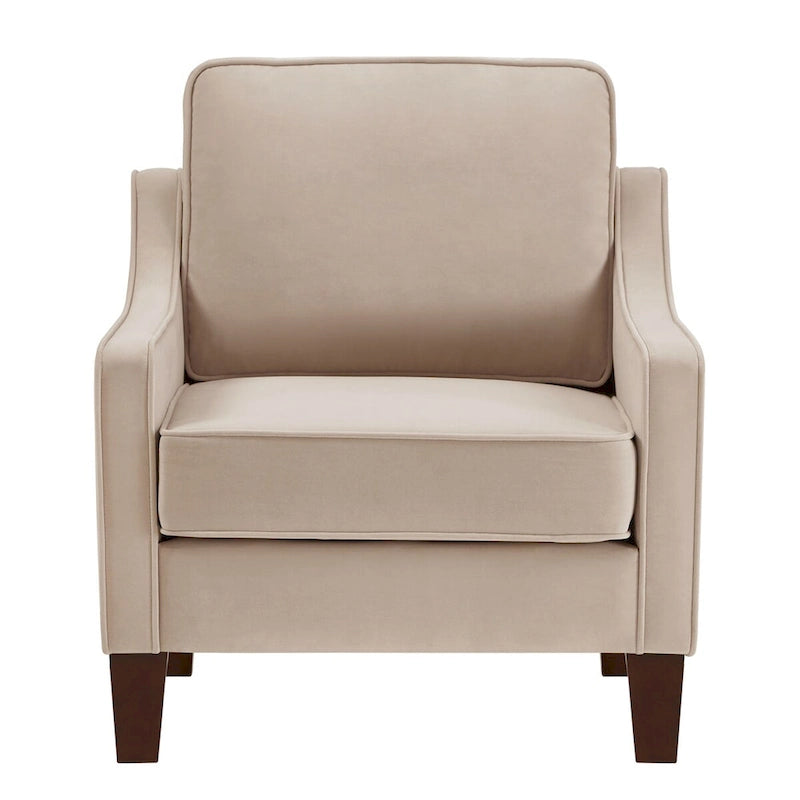 Velvet Single Seat Sofa Chair with Solid Wood Rubberwood Legs