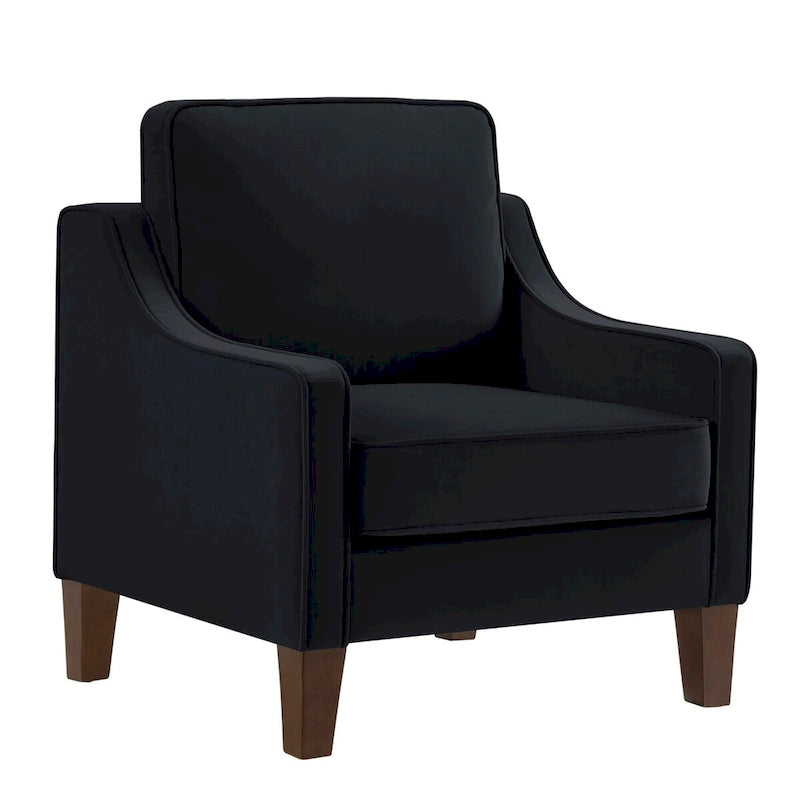 Velvet Single Seat Sofa Chair with Solid Wood Rubberwood Legs
