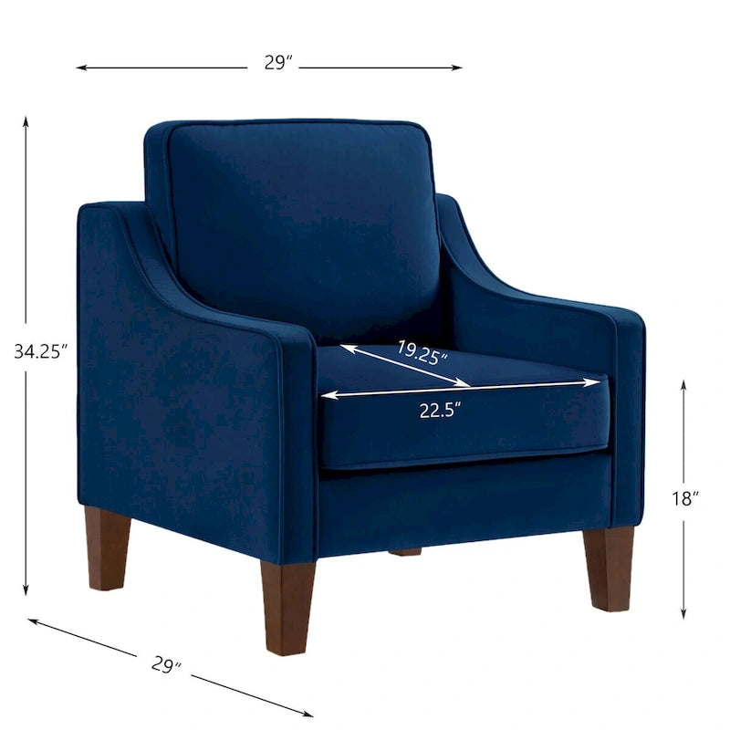 Velvet Single Seat Sofa Chair with Solid Wood Rubberwood Legs