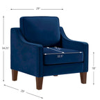 Velvet Single Seat Sofa Chair with Solid Wood Rubberwood Legs