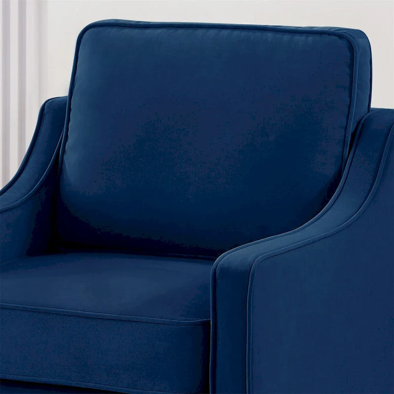 Velvet Single Seat Sofa Chair with Solid Wood Rubberwood Legs