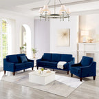 Velvet Single Seat Sofa Chair with Solid Wood Rubberwood Legs