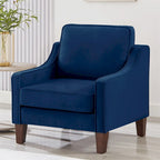 Velvet Single Seat Sofa Chair with Solid Wood Rubberwood Legs