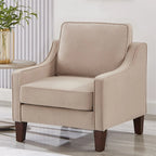 Velvet Single Seat Sofa Chair with Solid Wood Rubberwood Legs