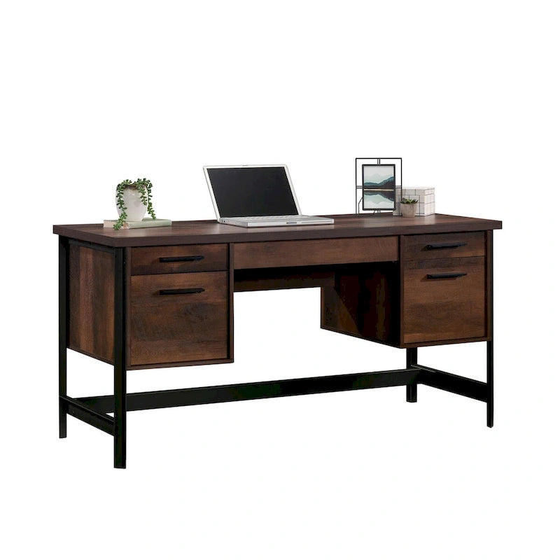 60-Inch Double Pedestal Computer Desk with File Drawers and Keyboard Tray