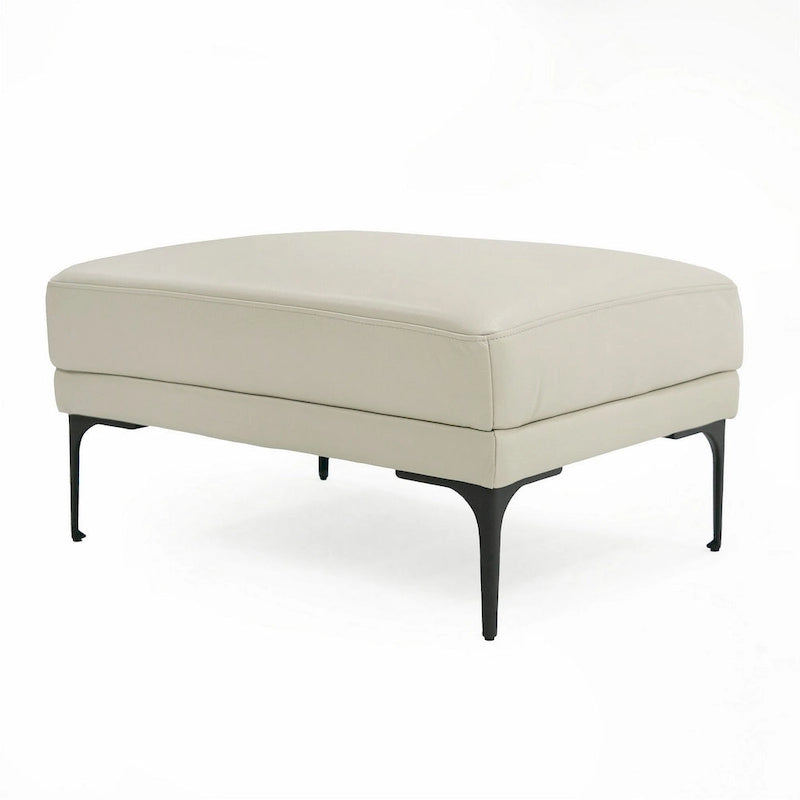30 Inch Ottoman, Rectangular Cushioned Seat, Light Gray Upholstery